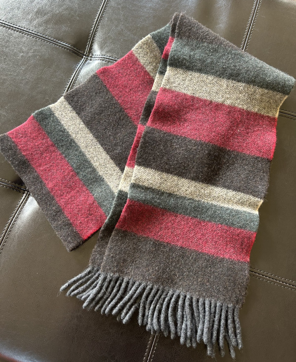 JJohn Hanly 90/10 Wool Cashmere Striped Scarf Made in Ireland